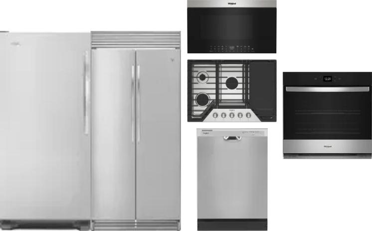 6 Piece Package Includes Refrigerator, Freezer, Cooktop, Wall Oven, Microwave And Dishwasher