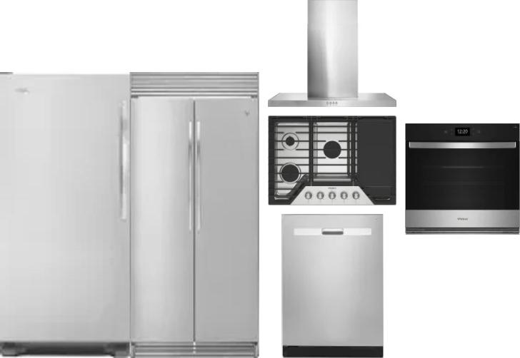 6 Piece Package Includes Refrigerator, Freezer, Cooktop, Wall Oven, Hood And Dishwasher