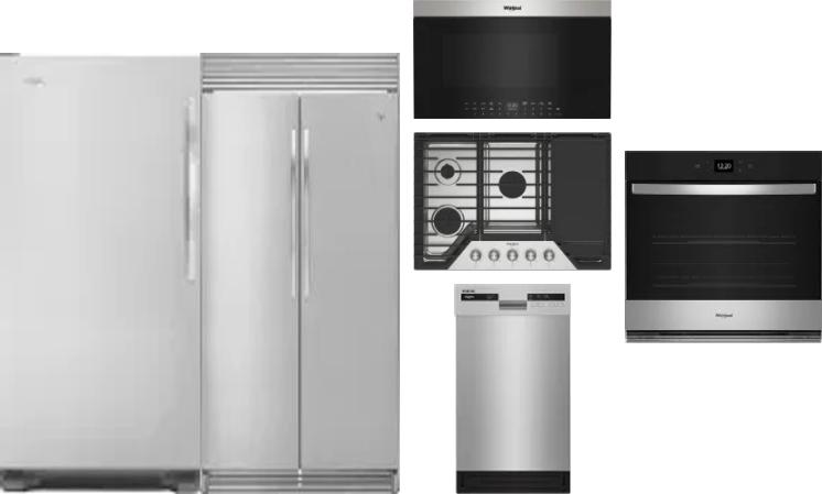 6 Piece Package Includes Refrigerator, Freezer, Cooktop, Wall Oven, Microwave And Dishwasher