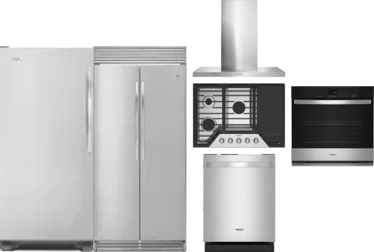 6 Piece Package Includes Refrigerator, Freezer, Cooktop, Wall Oven, Hood And Dishwasher