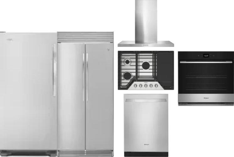 6 Piece Package Includes Refrigerator, Freezer, Cooktop, Wall Oven, Hood And Dishwasher