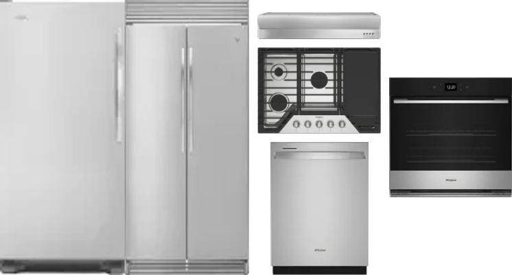6 Piece Package Includes Refrigerator, Freezer, Cooktop, Wall Oven, Hood And Dishwasher