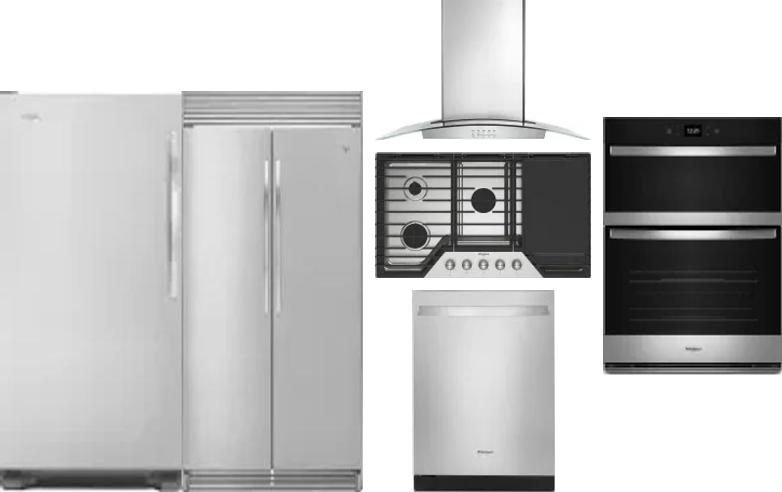 6 Piece Package Includes Refrigerator, Freezer, Cooktop, Wall Oven, Hood And Dishwasher