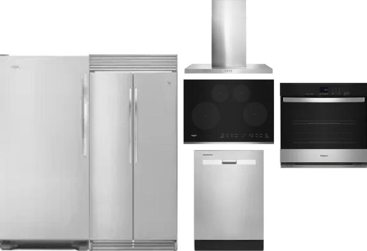 6 Piece Package Includes Refrigerator, Freezer, Cooktop, Wall Oven, Hood And Dishwasher