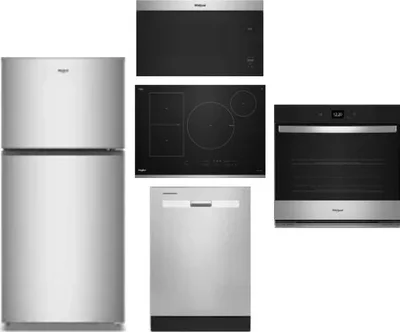 5 Piece Package Includes Refrigerator, Cooktop, Wall Oven, Microwave And Dishwasher