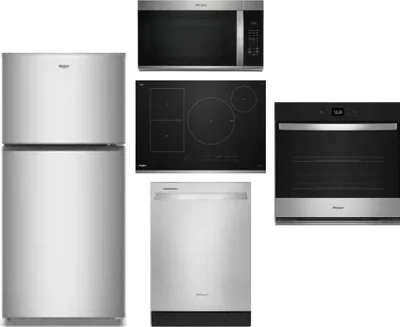 5 Piece Package Includes Refrigerator, Cooktop, Wall Oven, Microwave And Dishwasher
