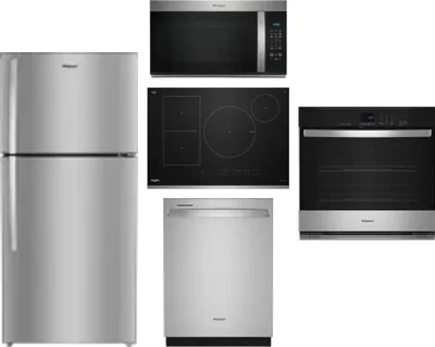 5 Piece Package Includes Refrigerator, Cooktop, Wall Oven, Microwave And Dishwasher