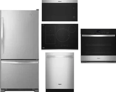 5 Piece Package Includes Refrigerator, Cooktop, Wall Oven, Microwave And Dishwasher