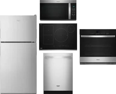 5 Piece Package Includes Refrigerator, Cooktop, Wall Oven, Microwave And Dishwasher