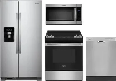 4 Piece Package Includes Refrigerator, Range, Microwave And Dishwasher