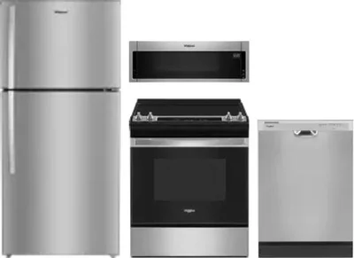 4 Piece Package Includes Refrigerator, Range, Microwave And Dishwasher