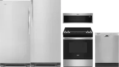 5 Piece Package Includes Refrigerator, Freezer, Range, Microwave And Dishwasher