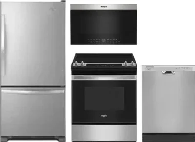 4 Piece Package Includes Refrigerator, Range, Microwave And Dishwasher