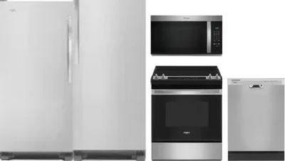 5 Piece Package Includes Refrigerator, Freezer, Range, Microwave And Dishwasher