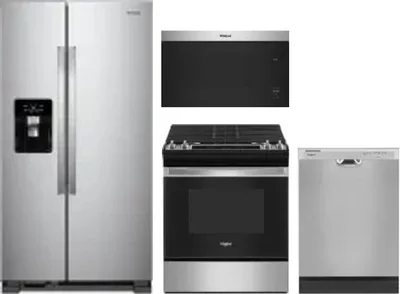4 Piece Package Includes Refrigerator, Range, Microwave And Dishwasher