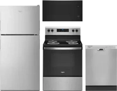 4 Piece Package Includes Refrigerator, Range, Microwave And Dishwasher