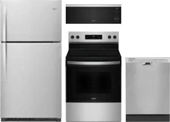 4 Piece Package Includes Refrigerator, Range, Microwave And Dishwasher