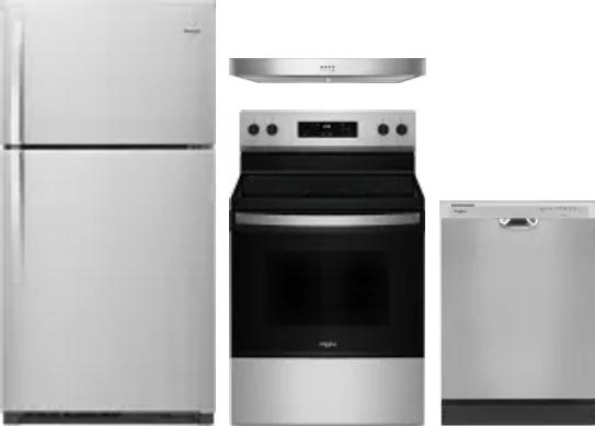4 Piece Package Includes Refrigerator, Range, Hood And Dishwasher