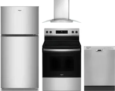 4 Piece Package Includes Refrigerator, Range, Hood And Dishwasher
