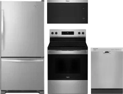 4 Piece Package Includes Refrigerator, Range, Microwave And Dishwasher