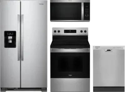 4 Piece Package Includes Refrigerator, Range, Microwave And Dishwasher