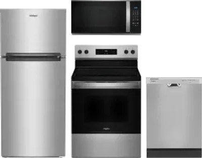 4 Piece Package Includes Refrigerator, Range, Microwave And Dishwasher