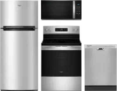 4 Piece Package Includes Refrigerator, Range, Microwave And Dishwasher