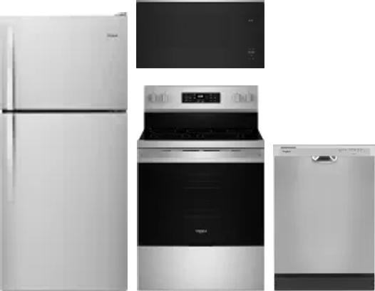 4 Piece Package Includes Refrigerator, Range, Microwave And Dishwasher