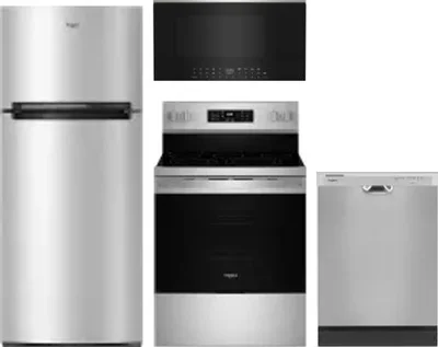 4 Piece Package Includes Refrigerator, Range, Microwave And Dishwasher