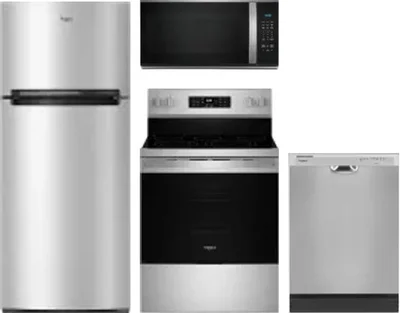 4 Piece Package Includes Refrigerator, Range, Microwave And Dishwasher