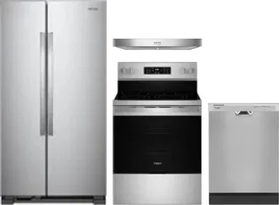 4 Piece Package Includes Refrigerator, Range, Hood And Dishwasher