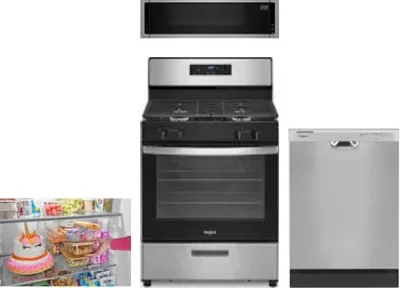 4 Piece Package Includes Refrigerator, Range, Microwave And Dishwasher
