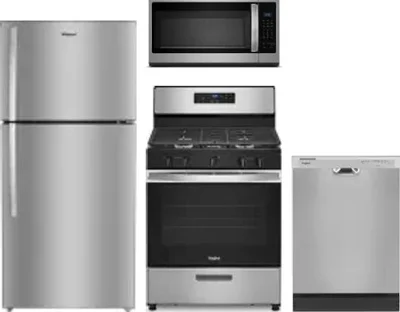 4 Piece Package Includes Refrigerator, Range, Microwave And Dishwasher