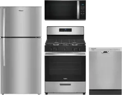 4 Piece Package Includes Refrigerator, Range, Microwave And Dishwasher