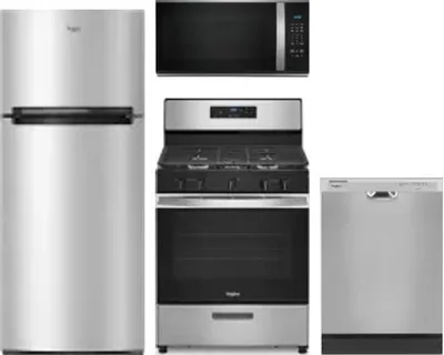 4 Piece Package Includes Refrigerator, Range, Microwave And Dishwasher