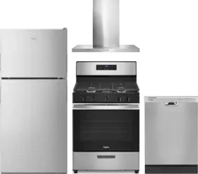4 Piece Package Includes Refrigerator, Range, Hood And Dishwasher