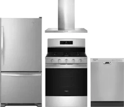 4 Piece Package Includes Refrigerator, Range, Hood And Dishwasher