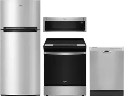 4 Piece Package Includes Refrigerator, Range, Microwave And Dishwasher