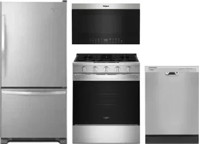 4 Piece Package Includes Refrigerator, Range, Microwave And Dishwasher