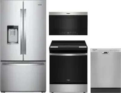 4 Piece Package Includes Refrigerator, Range, Microwave And Dishwasher