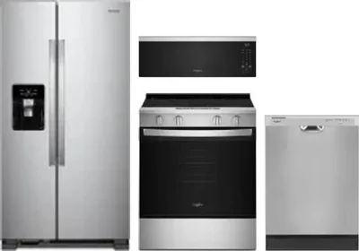 4 Piece Package Includes Refrigerator, Range, Microwave And Dishwasher