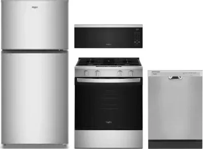 4 Piece Package Includes Refrigerator, Range, Microwave And Dishwasher