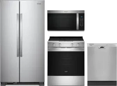 4 Piece Package Includes Refrigerator, Range, Microwave And Dishwasher