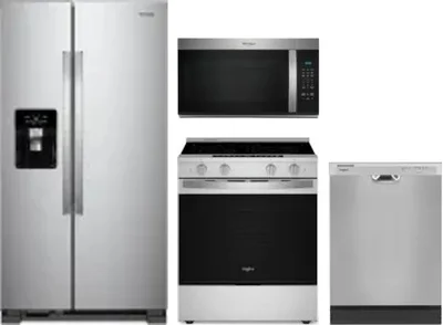 4 Piece Package Includes Refrigerator, Range, Microwave And Dishwasher