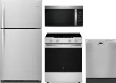 4 Piece Package Includes Refrigerator, Range, Microwave And Dishwasher