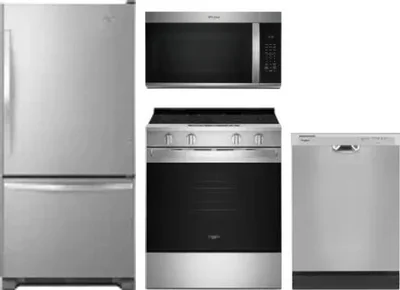 4 Piece Package Includes Refrigerator, Range, Microwave And Dishwasher