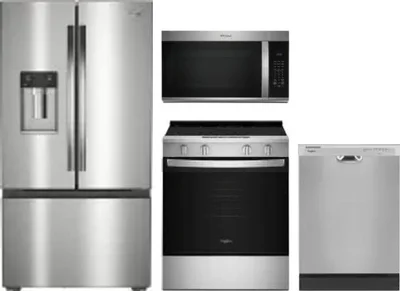 4 Piece Package Includes Refrigerator, Range, Microwave And Dishwasher