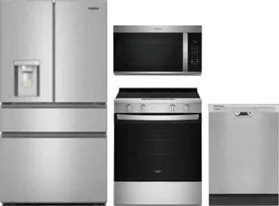 4 Piece Package Includes Refrigerator, Range, Microwave And Dishwasher