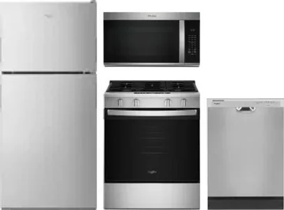 4 Piece Package Includes Refrigerator, Range, Microwave And Dishwasher