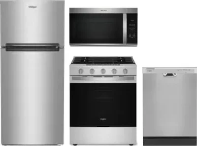 4 Piece Package Includes Refrigerator, Range, Microwave And Dishwasher